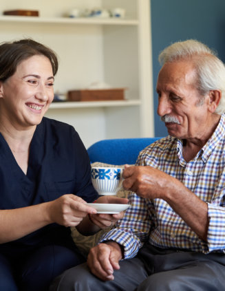 elderly drinking tea