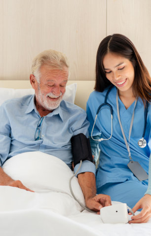 caregiver checking elderly