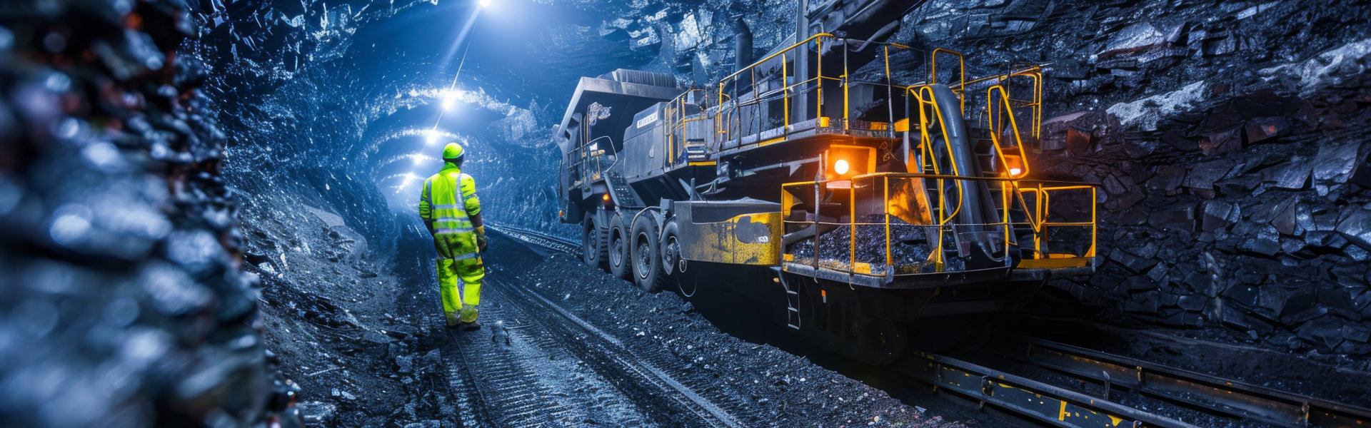 Industrial-coal-mining-machinery-working-inside-a-dark-mine