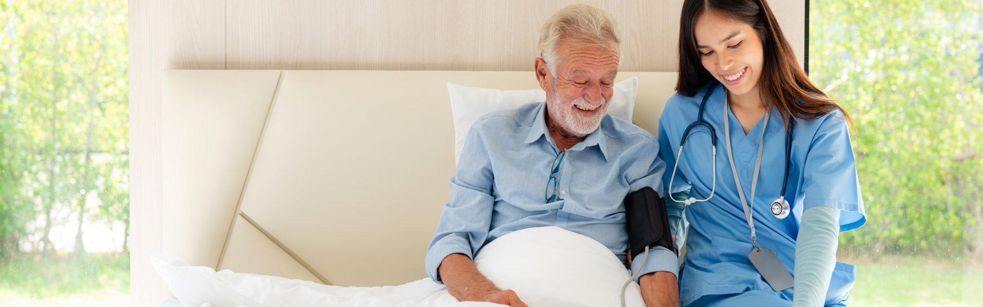 caregiver checking elderly